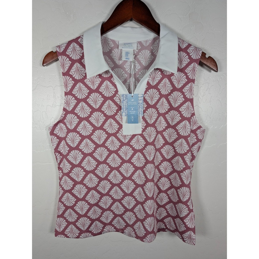 Sigrid Olsen Polo Womens Medium Shirt Golf Tennis Sleeveless UPF 50 Quick Dry
